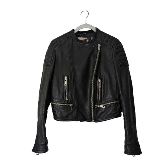 Burberry Brit Biker Jacket in Black Lambskin Leather Size 4 - Picture 15 of 16